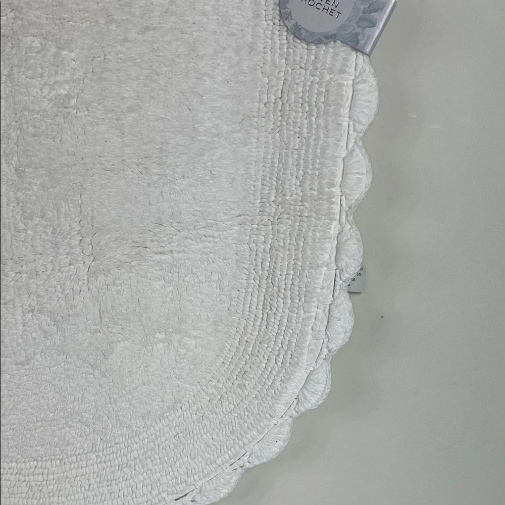 Shabby Chic Crochet Bath Mat Rug 100% Cotton White Oval 21